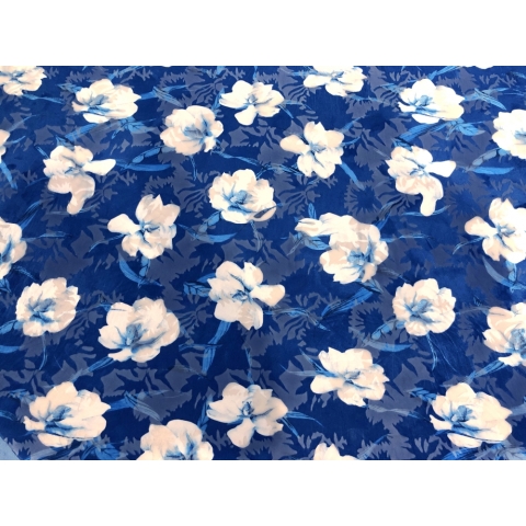 HIBISCUS PRINT VELVET BURNOUT white-blue*