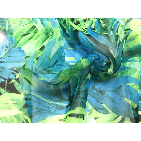 TROPICAL INFUSION GEORGETTE light blue-lime*