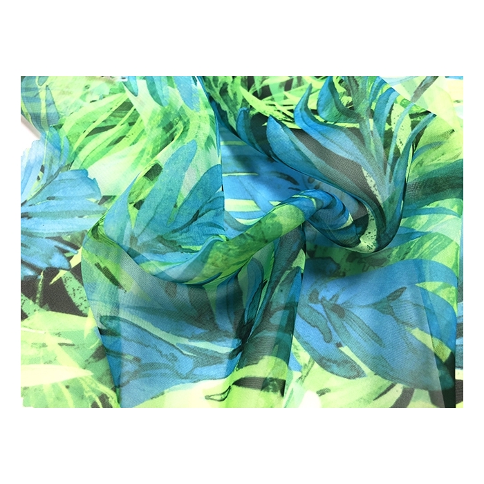 TROPICAL INFUSION GEORGETTE light blue-lime*
