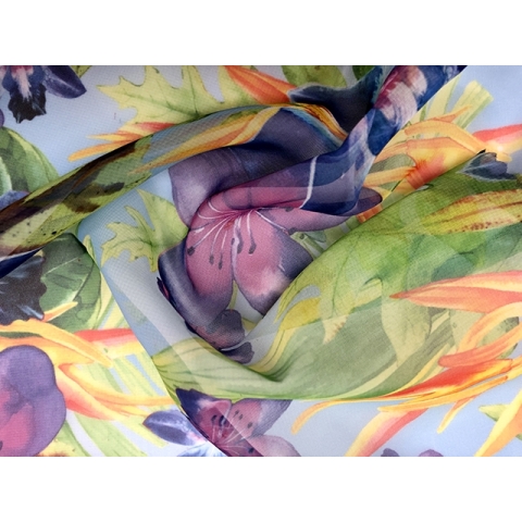 FLORAL INFUSION GEORGETTE multi blue*