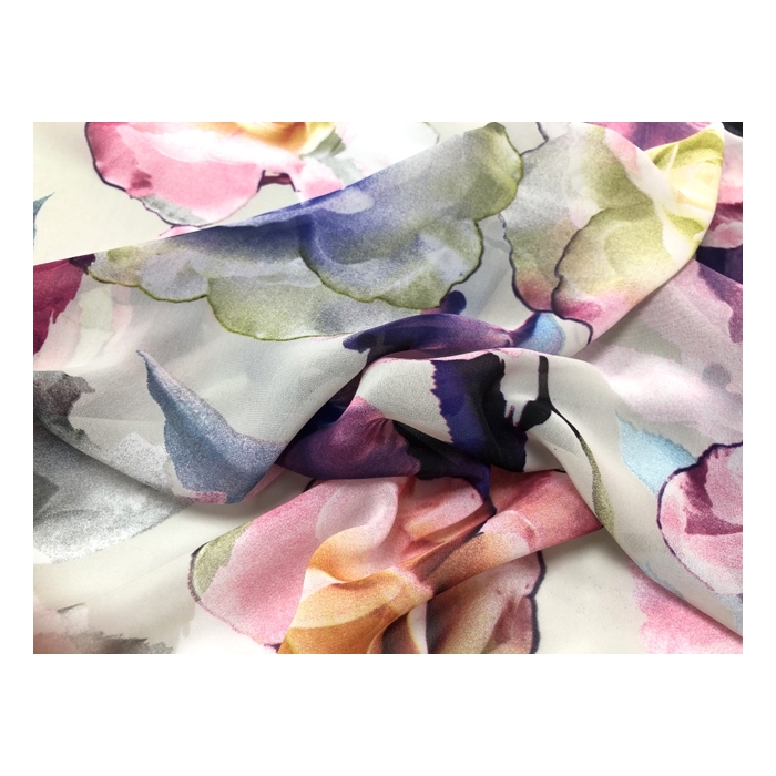 Watercolour floral print on georgette