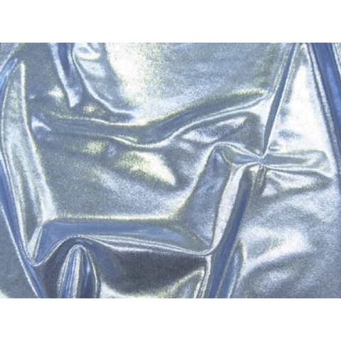 METALLIC DOT LYCRA silver on light blue