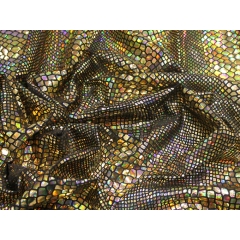 PYTHON FOIL LYCRA gold hologram on black