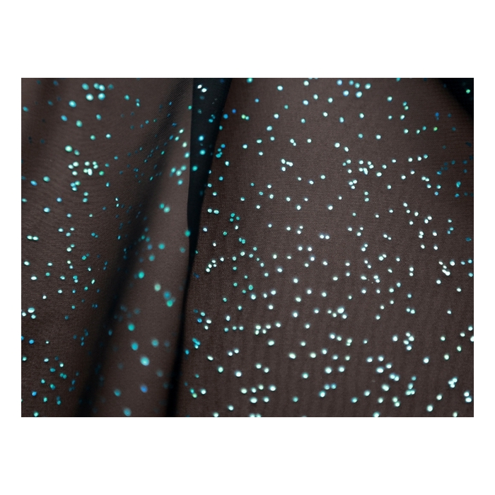 GEORGETTE STARLIGHT aqua hologram on black