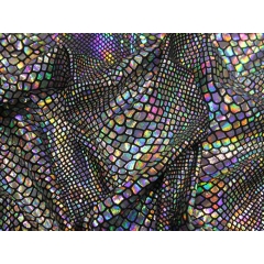 PYTHON FOIL LYCRA silver hologram on black