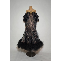 Ballroom dress MJD3037 BLACK+GOLD