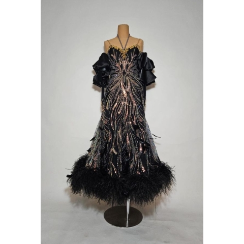 Ballroom dress MJD3037 BLACK+GOLD bis