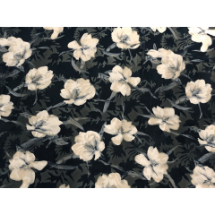 HIBISCUS PRINT VELVET BURNOUT white-black*