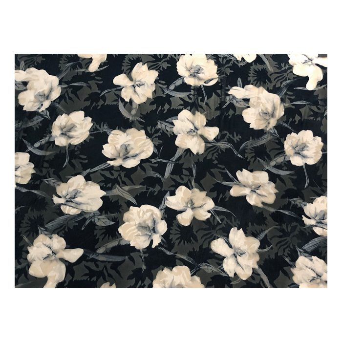 HIBISCUS PRINT VELVET BURNOUT white-black*