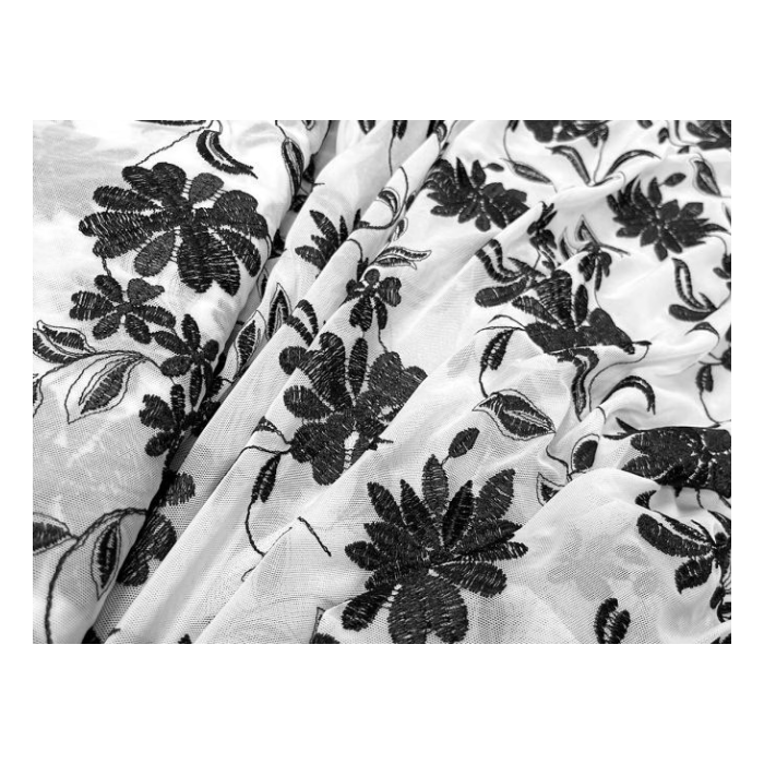 BOTANIC STRETCH NET black on white*
